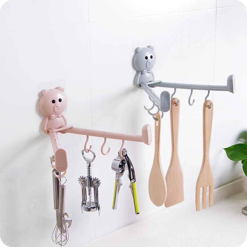 

New Bears activities rotating towel holder clothes key storage racks Sticky hook basin shelf for bathroom accessories