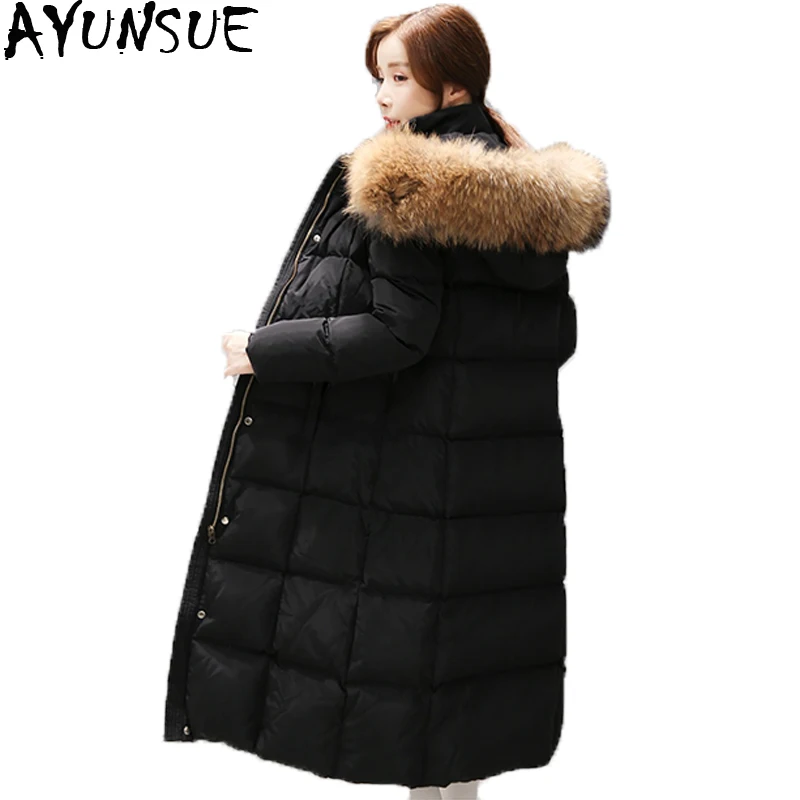 

2018 New Fashion Winter Jacket Women Large Fur collar Hooded Long Down Jackets Female Thicken Warm Parkas Chaqueta Mujer ST342