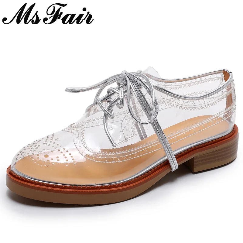 

MsFair Round Toe Square heel Women Pumps Casual Fashion Hollow out Low Heel Ladies Pumps Mixed Colors Cross Tied Women's Pumps