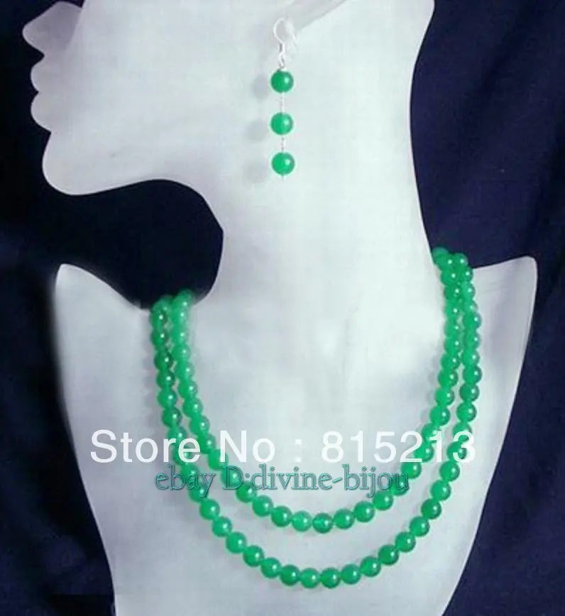 

ddh0073 6MM GREEN BEADS LONG NECKLACE , 36 INCHES , AND LONG EARRINGS, SET