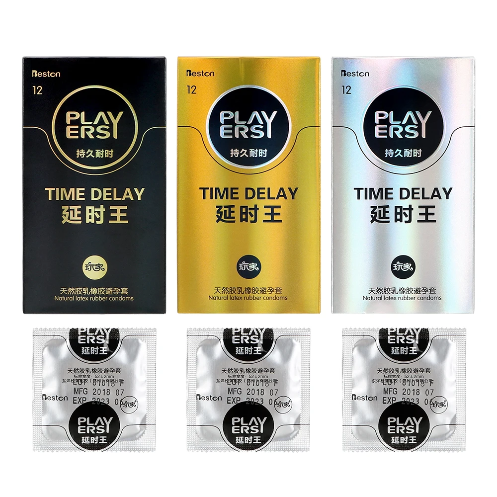 IKOKY Time Delay Large Lubrication 12 Pieces Pack Sex Toys for Men Natural Latex Penis Cock