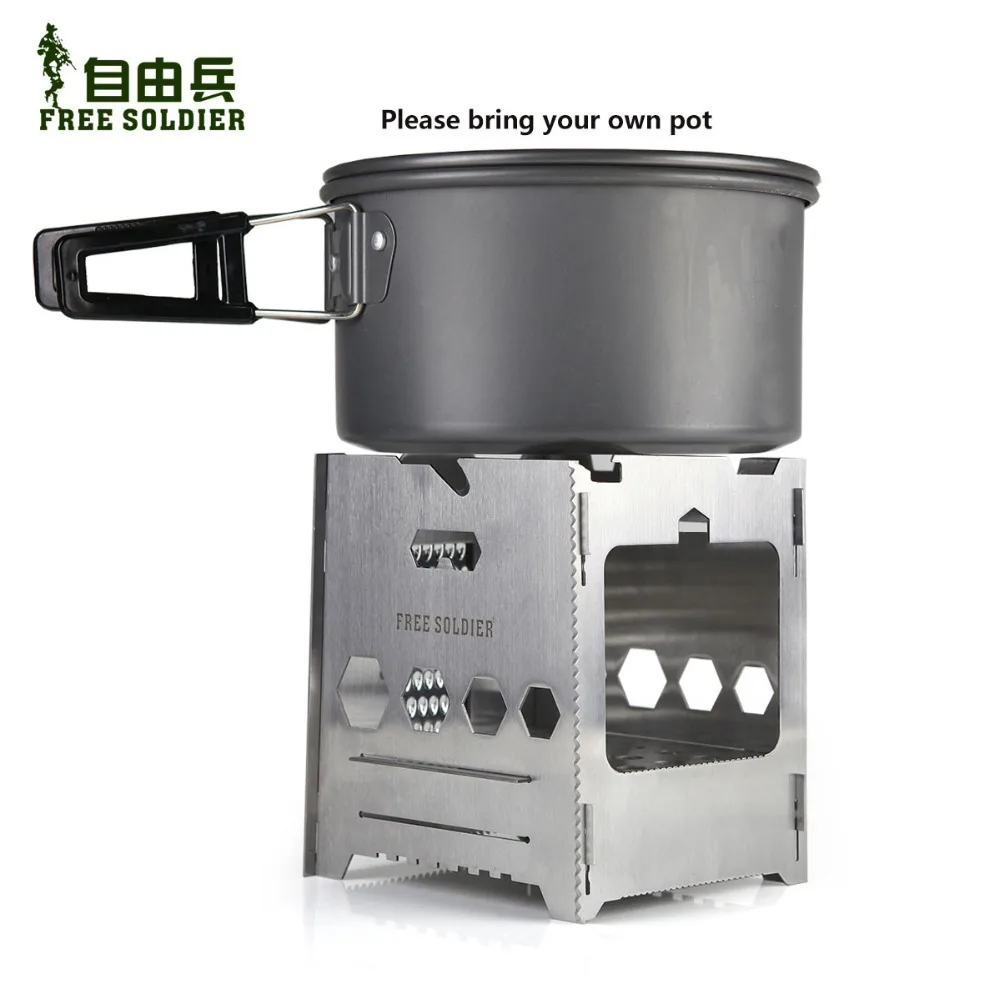 FREE SOLDIER Camping Hiking Wood Stove Outdoor Cookware Multifunctional