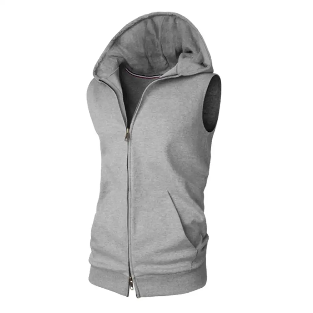 Mens Cardigan Gym, Sports & Running Sleeveless Hooded Vest Men's