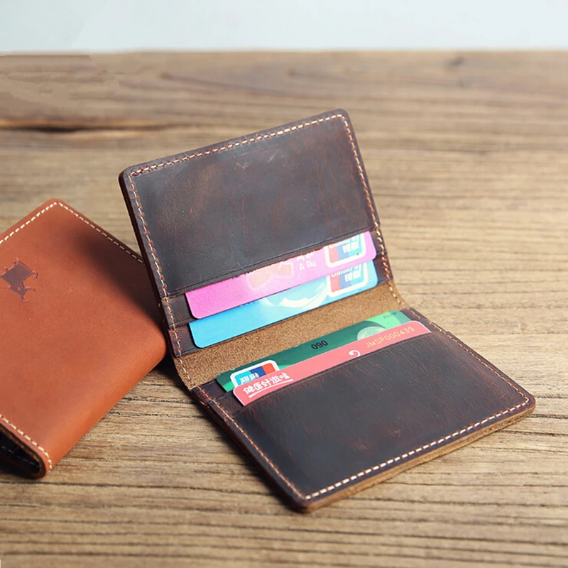 2 Business Card Holder Credit Card Id Genuine Leather Zipper Black Book Wallet ! 
