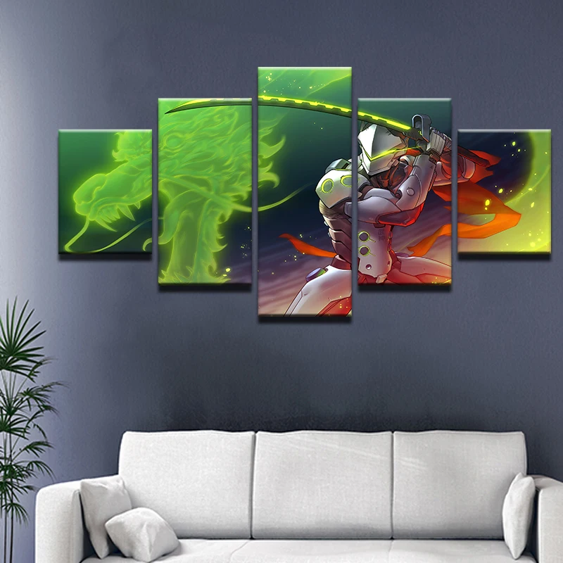 Холст печатных фотографии 5 шт. Wall Art плакат Overwatch Ace игры картина домашний декор