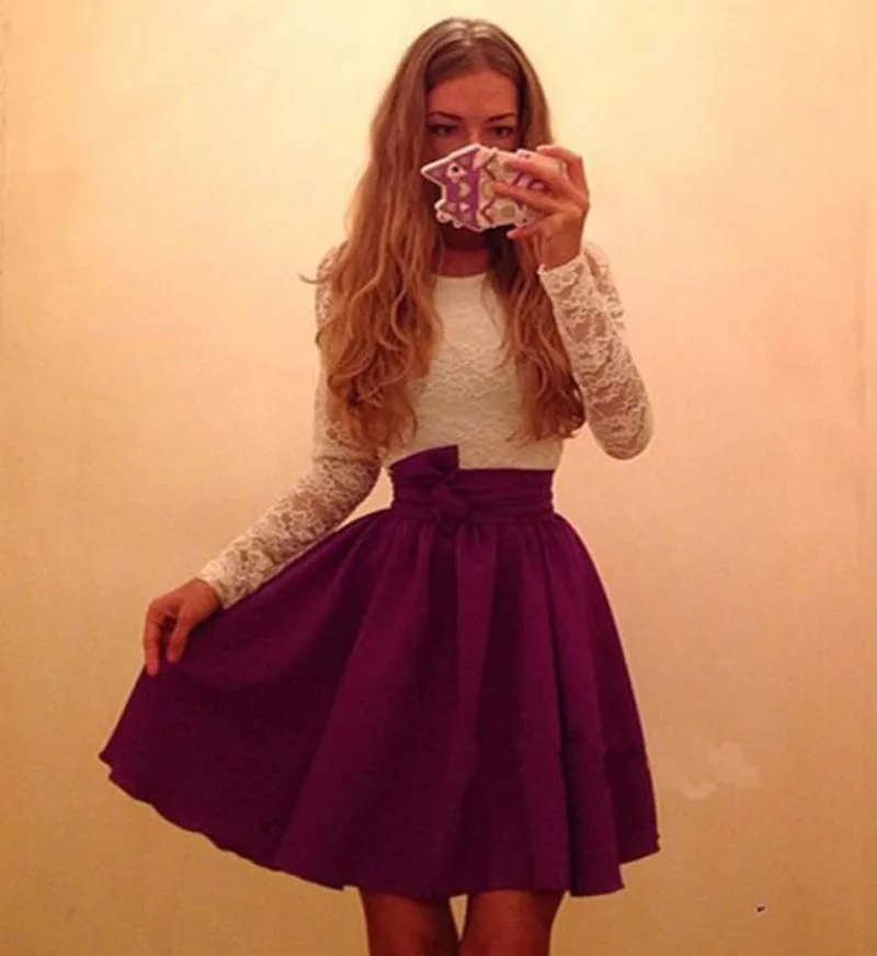 Autumn-New-Arrival-Sexy-Casual-Women-Long-Sleeve-Sashes-Crochet-Lace-Party-A-line-Dress-2016