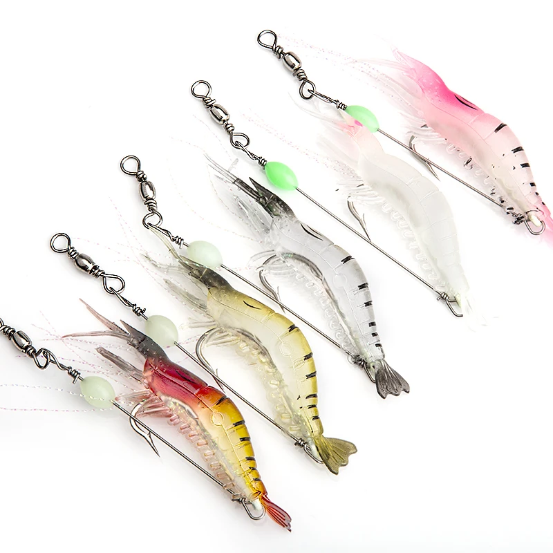 

DONQL 4pcs/lot Soft Shrimp Fishing Lure Artificial Bait With Stainless Steel Wire 9cm/5.6g Sharp Hooks Night Luminous Shrimp