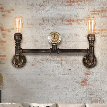 

Nordic Loft Style Double Water Pipe Lamp Edison Wall Sconce Antique Wall Light Fixtures For Indoor Vintage Industrial Lighting