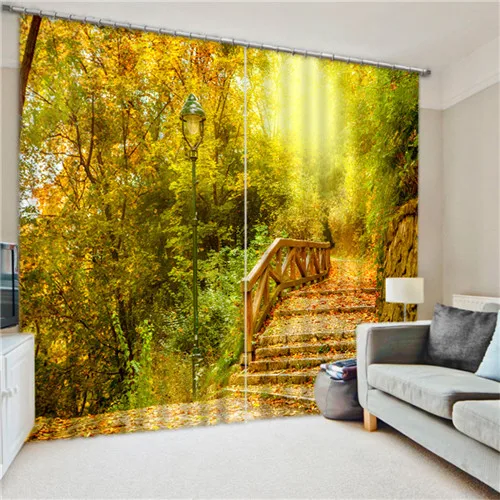 Роскошный элегантный 3D осенний пейзаж фотопечать затемненные Оконные Занавески для гостиной постельные принадлежности украшение для штор Cortinas - Цвет: 2