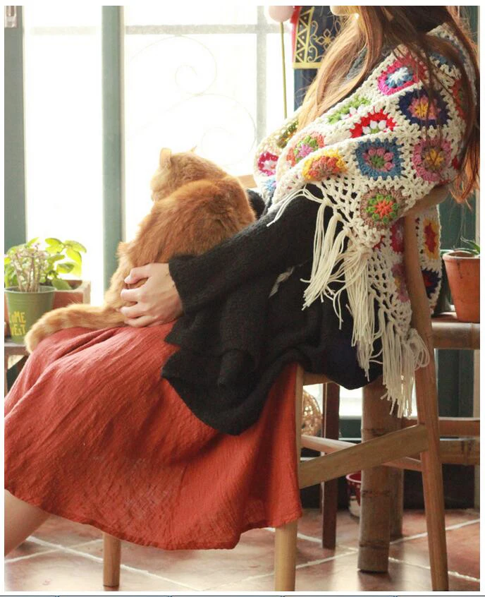 

Hot Handmade Crochet Flowers Blanket Sofa Throw Sofa towel Fringed shawl Colorful Tablecloths Sofa Cover