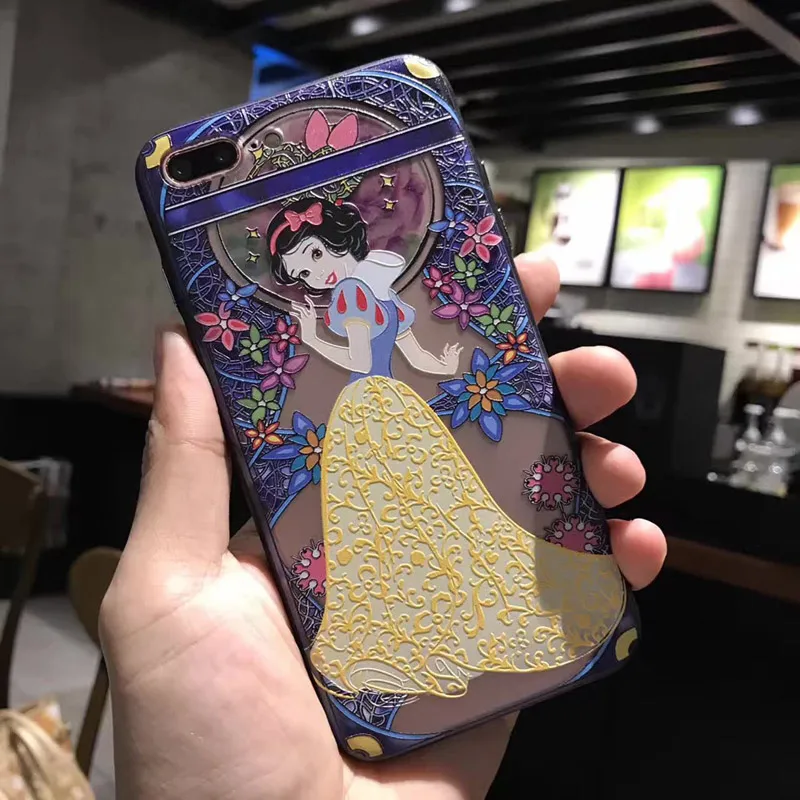 3D Ретро рельефный чехол для телефона s для iphone 8, 7, 6, 6S Plus, милый мультяшный Алиса, Русалка, чехол с принцессой для iphone XR, XS, MAX, X, чехол - Цвет: style8