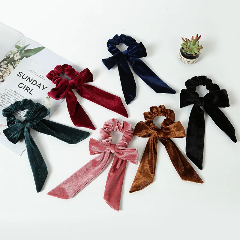 

Fashion Women Hair Ties Velvet Scrunchie Elastic Hair Band Bow Hair Rope Girls Sweet Cute Head Band Girls Hair Accessories