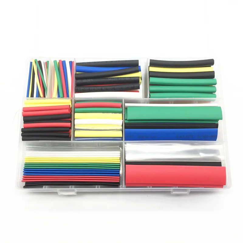 

385Pcs/pack Polyolefin Assorted Heat Shrink Tubing Insulation Shrinkable Tube Assortment 2:1 Flame retardancy