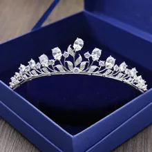 Fashion elegant Paved crystal CZ Crown Cubic Zircon Plant Tiaras Wedding bride banquet dressing Hair Jewelry free shipping
