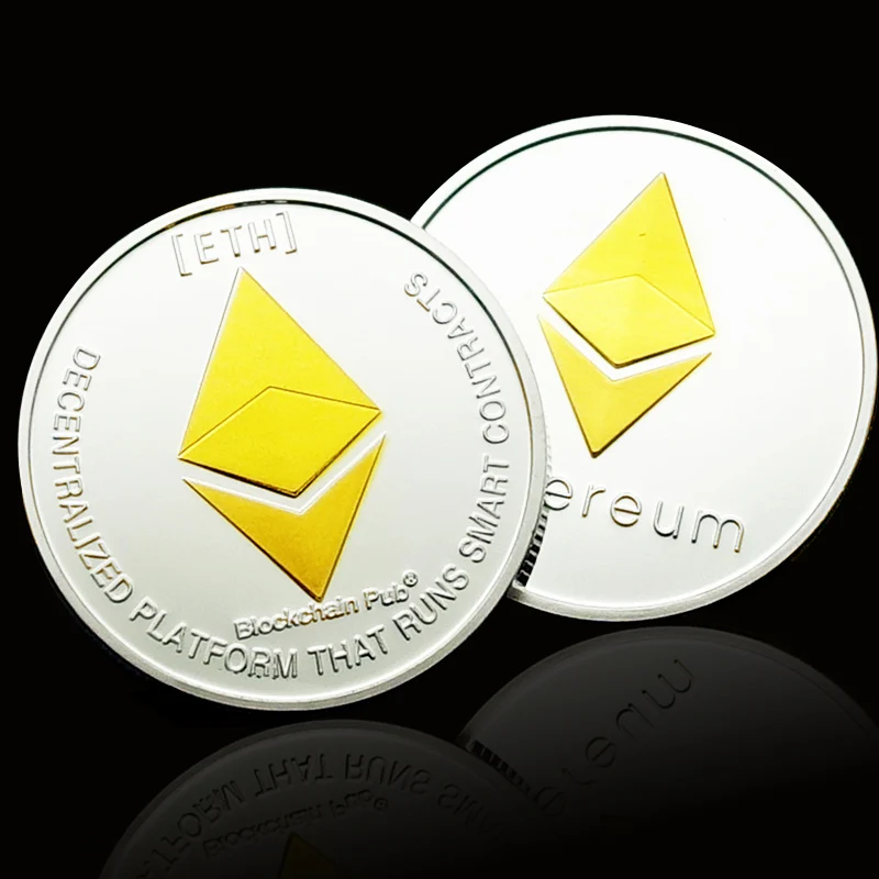 

Gold Silver Plated Ethereum Coin Replica Coin Art Collection Physical Home Decor Decoration Commemorative Non-currency Coins