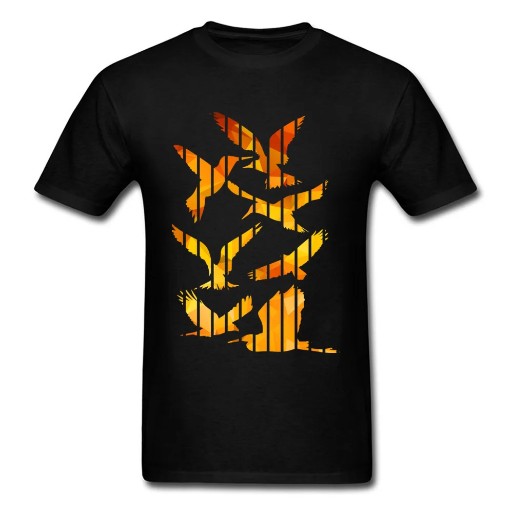 Hot Sale LETS THE BIRDS FREE Family Short Sleeve T Shirts NEW YEAR DAY O Neck Cotton Fabric Tops Shirts for Men T-shirts Custom LETS THE BIRDS FREE black
