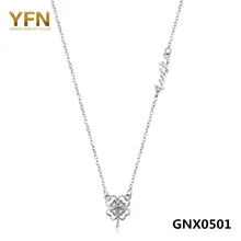 Jewlry GNX0501 NUEVA Plata de Ley 925 CZ Trébol de Cuatro Hojas Lucky Collar Colgante de Joyería de Moda Collar Para Las Mujeres