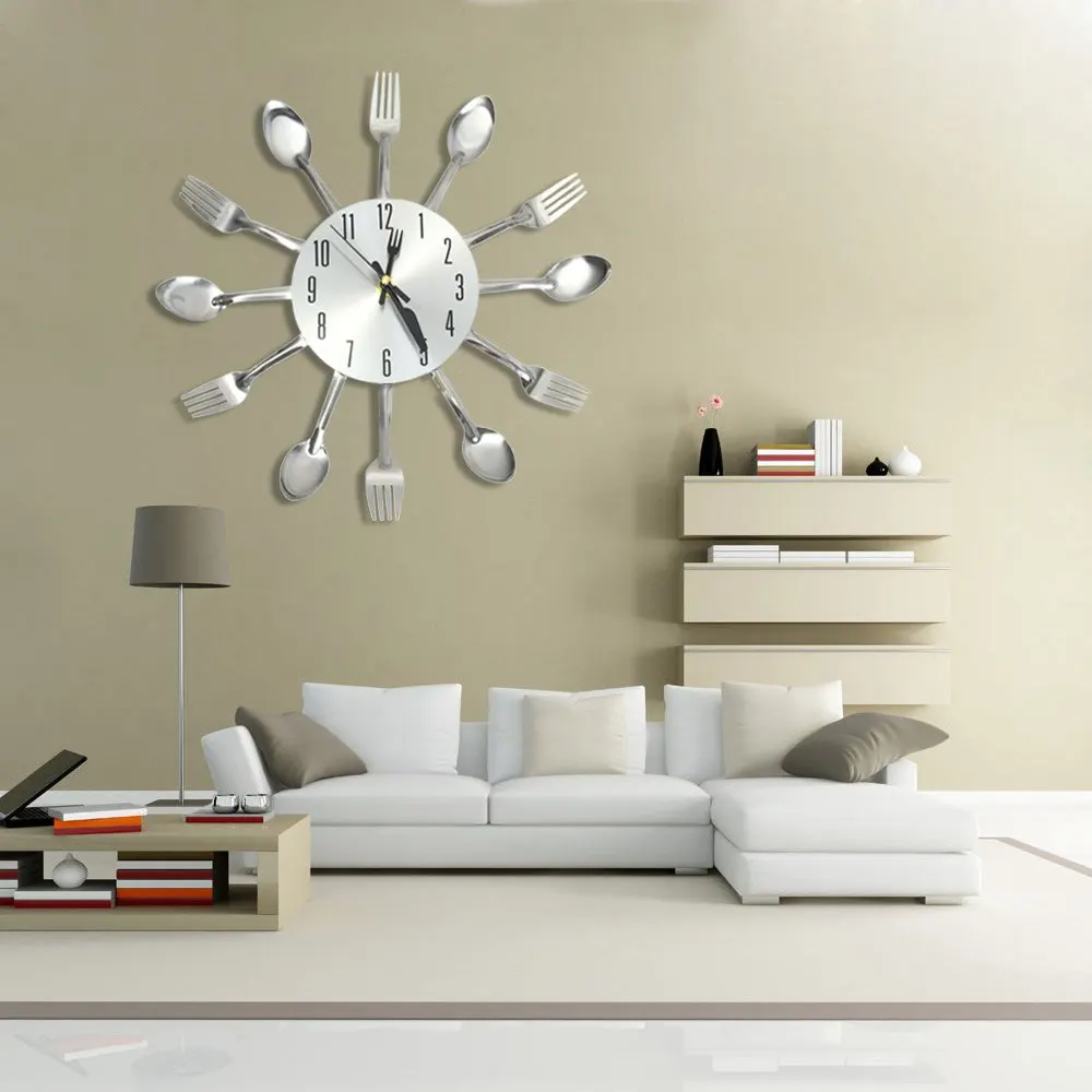 Kitchen Wall Clock Magic Spoon And Fork Og Stainless Kitchen Wall Clock Magic Spoon And Fork Og Stainless Steel Modern Design Home Living Room Decoration Watches In Clocks From