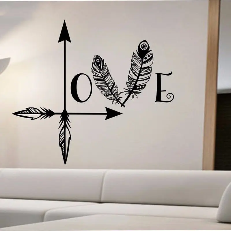 Beautiful Arrow Feather Love Wall Decal Namaste Vinyl 