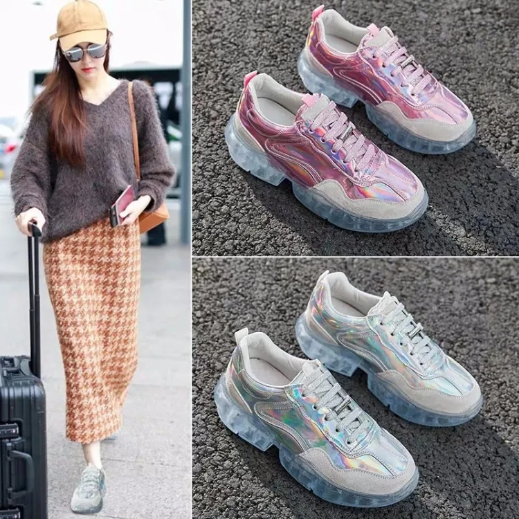 

HOT Spring Autumn Women's shoes new fashion bright color lace-up shoes trend outdoor breathable comfortable casual shoes.