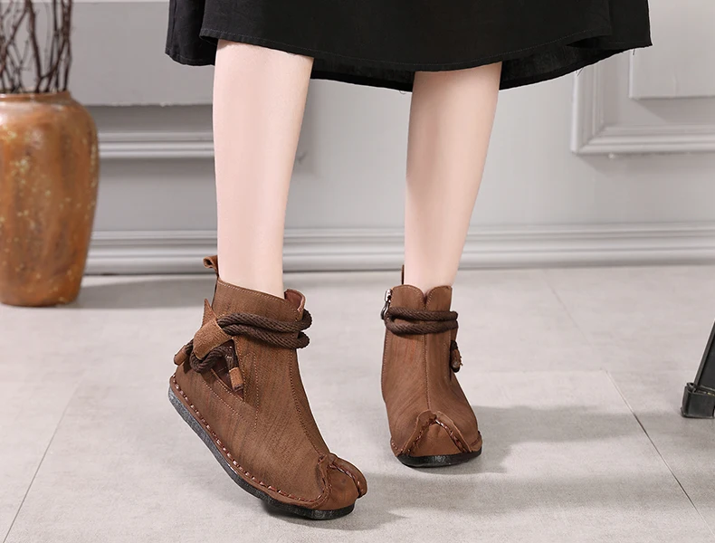 VALLU/ г., новая Оригинальная Винтажная обувь женские ботильоны мягкие удобные женские ботинки на плоской подошве из натуральной кожи ручной работы с боковой молнией