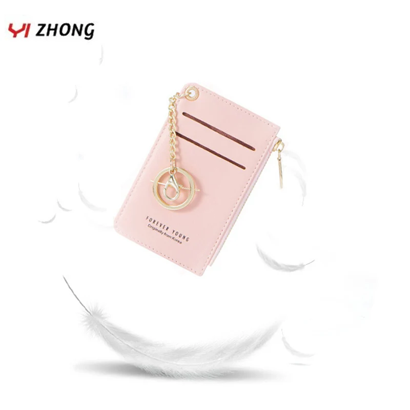 

YIZHONG Fashion Chain Girls Coin Purses women Mini Luxury Card Holder Wallets Leather Credit Card Case Zipper Coin Bags