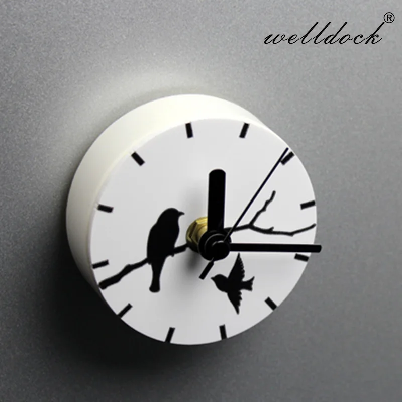 Magnetic Fridge Clock Mini Silent Sweep Cute Diy Clock For Home Kitchen Black