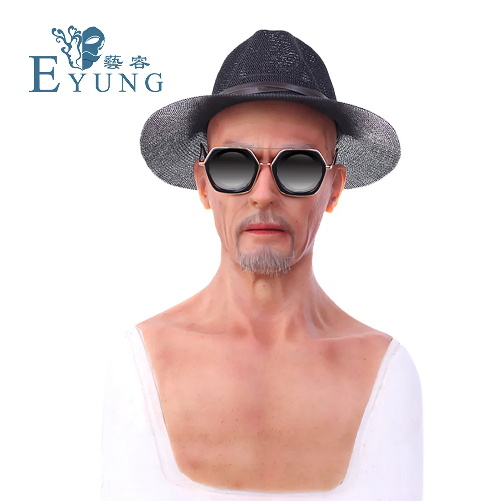 

Popular Cosplay Party Masquerade Top Quality Props, Human Halloween Face Mask Silicone Realistic Full Head Masquerade Man Masks