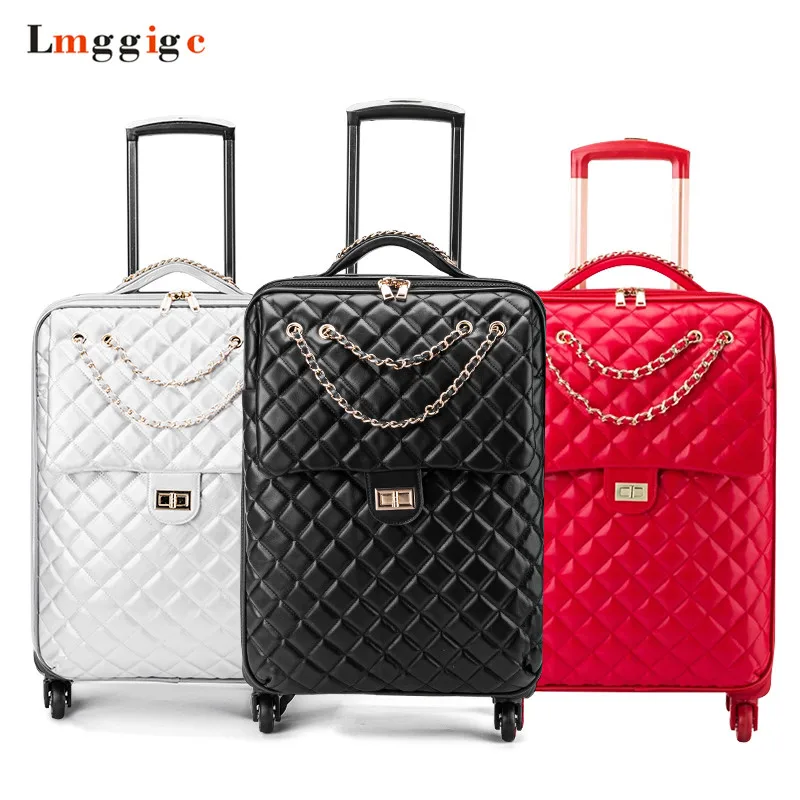

Women Leather Suitcases ,Girl's Wheel Travel Luggage Bag,Trolley Box with Rolling,20"24" inch Case for ladies