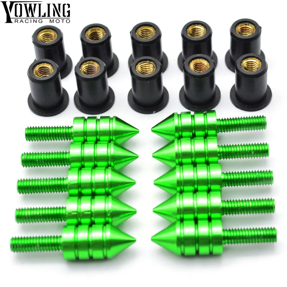 

5mm 10pcs Universal motorcycle Windshield Spike Bolts Screw Nuts for KAWASAKI NINJA 250R Z125 NINJA 300r ZX6R ZX636 ZX10R Z750R