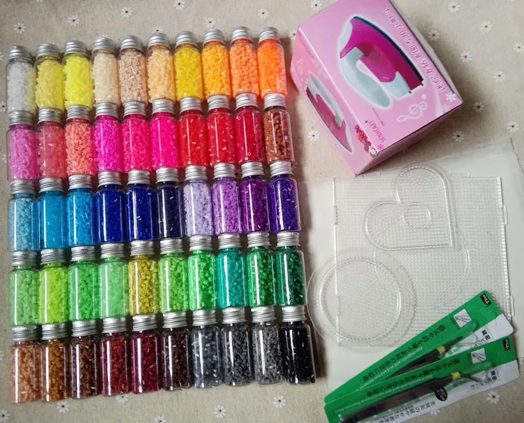 

2.6mm Hama Beads~PUPUKOU perler Fuse Beads Set of 50 Color 31000pcs+3 Template+5 Iron Paper+2 Tweezers Diy Kids Toy Craft