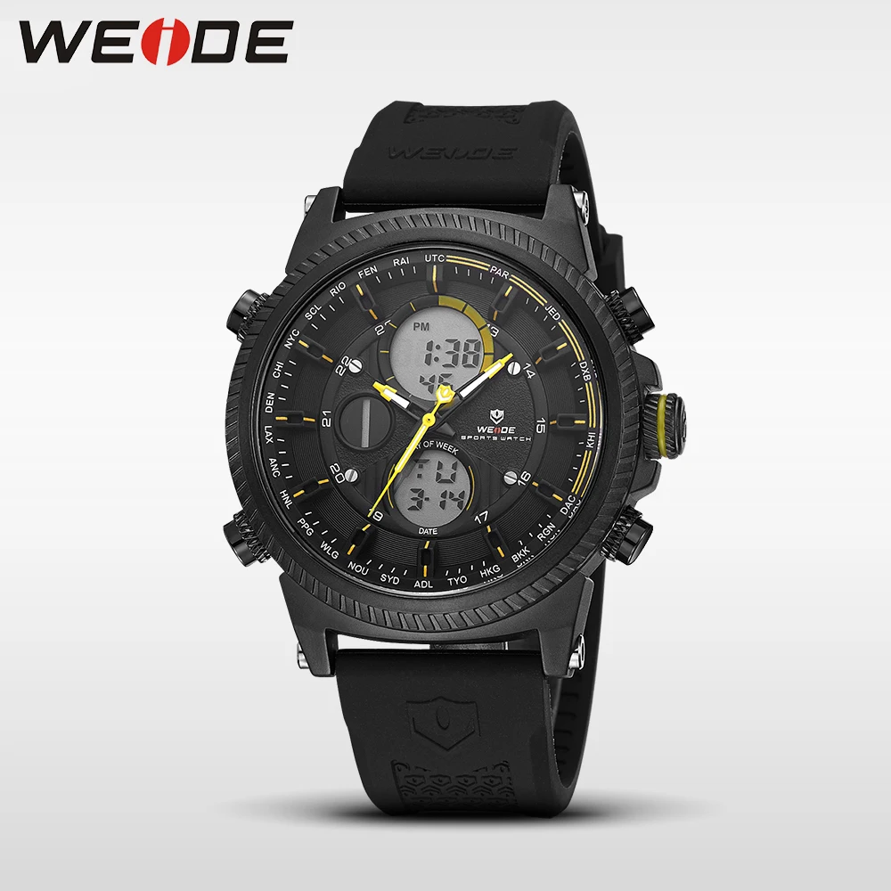 WEIDE Genuine luxury Brand Military sport Digital Male Watch Automatic LCD watches silicon watch quartz Analog Waterproof  Clock
