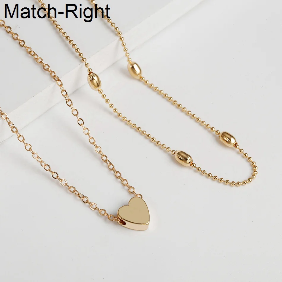 

Match-Right Short Chain Heart Necklaces & Pendants for Women Gold Silver Ethnic Bohemian Choker Necklace LX075