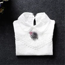 Autumn Winter Girls Blouse Shirts Baby Teenager School Girl Tops Cotton Lace Long Sleeve Kids Shirt Children Clothes