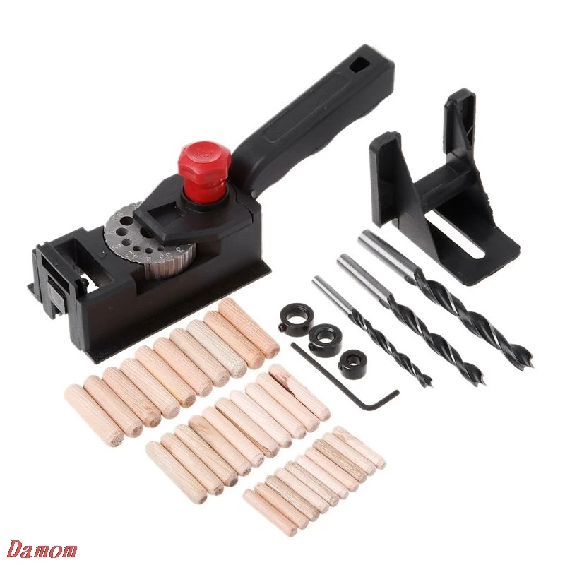 

38pcs Punch Locator 10 Holes Woodworking Punching Positioning Fixture Device DIY 3mm-12mm Bit Limit Ring Kit With Scale Ruler