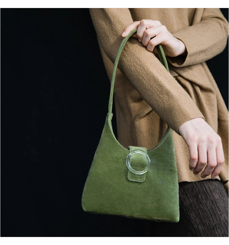 Женская сумка через плечо из искусственной замши в стиле ретро, новинка, элегантная летняя дизайнерская сумка из прозрачного бархата с пуговицами, простая женская сумка