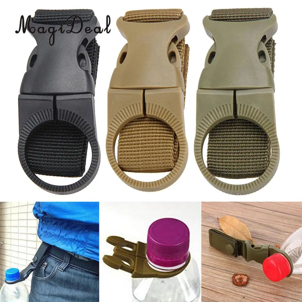 Nylon Molle Hanging Waist Belt Strap Webbing Buckle Clip Water Bottle Holder Hook for Men Women Outdoors