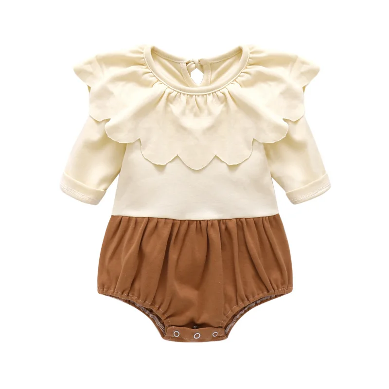 

Flower Collar Long Sleeve Triangle Climbing Baby Bodysuit Cotton Cute Children Kids Jumpsuit Twins Spring And Autumn Girls Body