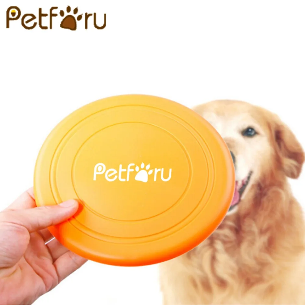 Petforu كلب تحلق القرص الأسنان مقاومة التدريب إحضار لعبة اللعب عالية الجودة الكلاب اللعب مضحك لعب-لون عشوائي