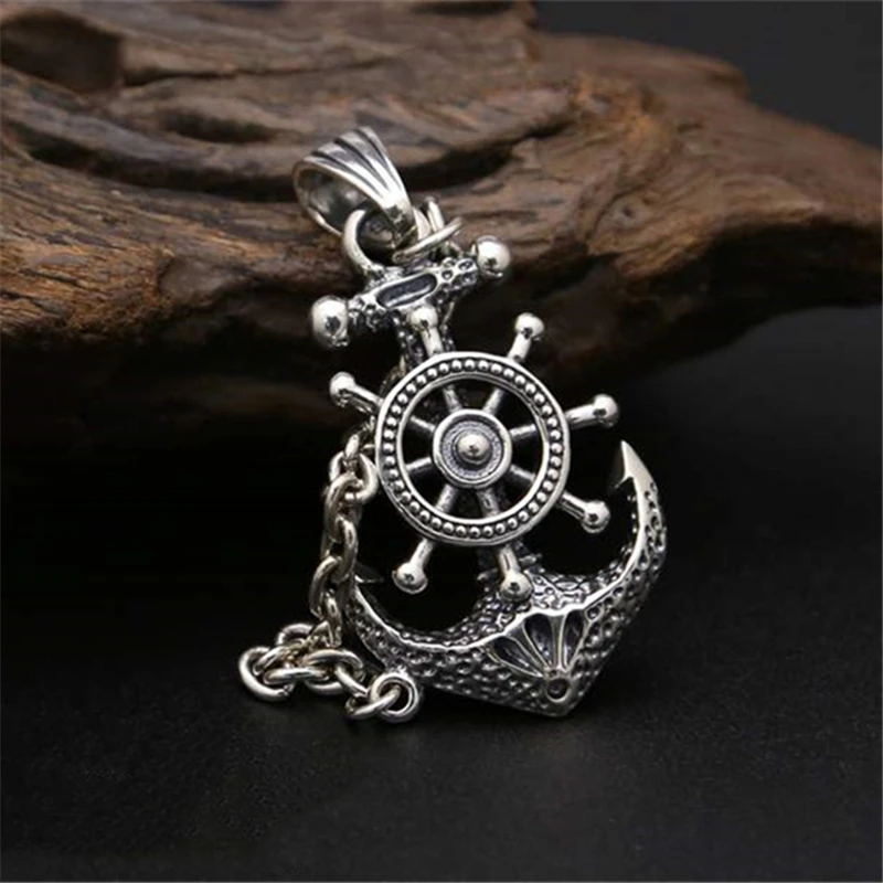 Sterling silver necklace 925 silver pendant Sterling silver chain Anchor Sterling silver pendant Chromehearts pendant