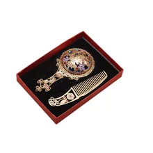 Женский винтажный стиль, красивое цветочное зеркало и Расчёска в комплекте, Дамский китайский стиль, косметическая зеркальная расческа, свадебные нежные украшения для волос