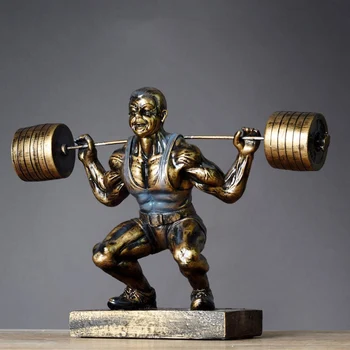 

Creative Super Explosive Power Strong Athlete Weightlifting Statue Home Crafts Room Decoration Objects Office Resin Figurines