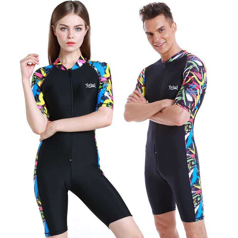 

Nylon Male women Conjoined Short Sleeve Swimming Suit Sunscreen Speed Children Jellyfish Serve Parenting Diving Surfing clothes