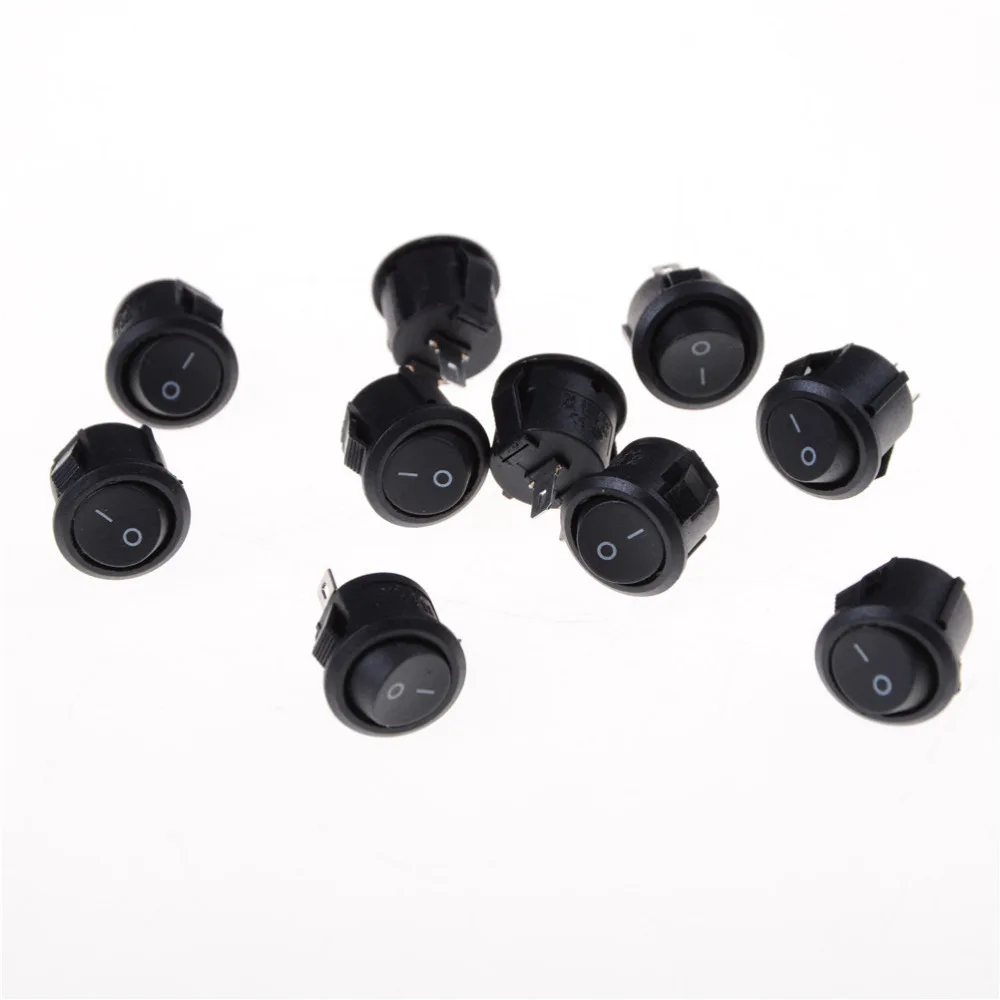 10Pcs/lot 16mm 2 Pin mini Round Boat Rocker Switches ON OFF Rocker