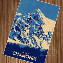 Esquí viaje Francia Chamonix Propaganda Retro Vintage Kraft afiche decorativo DIY pared lienzo adhesivo hogar carteles para Bar Decorati