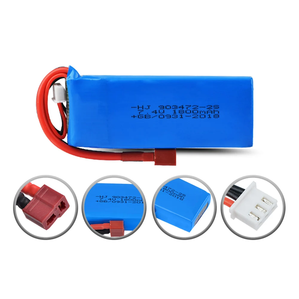 1 2 шт. 7,4 В 1800 мАч 25C Max 50C T или JST Plug 2S Lipo батарея для Wltoys L959 L969 L979 L202 L212 HQ 955 RC Автомобильная лодка Квадрокоптер