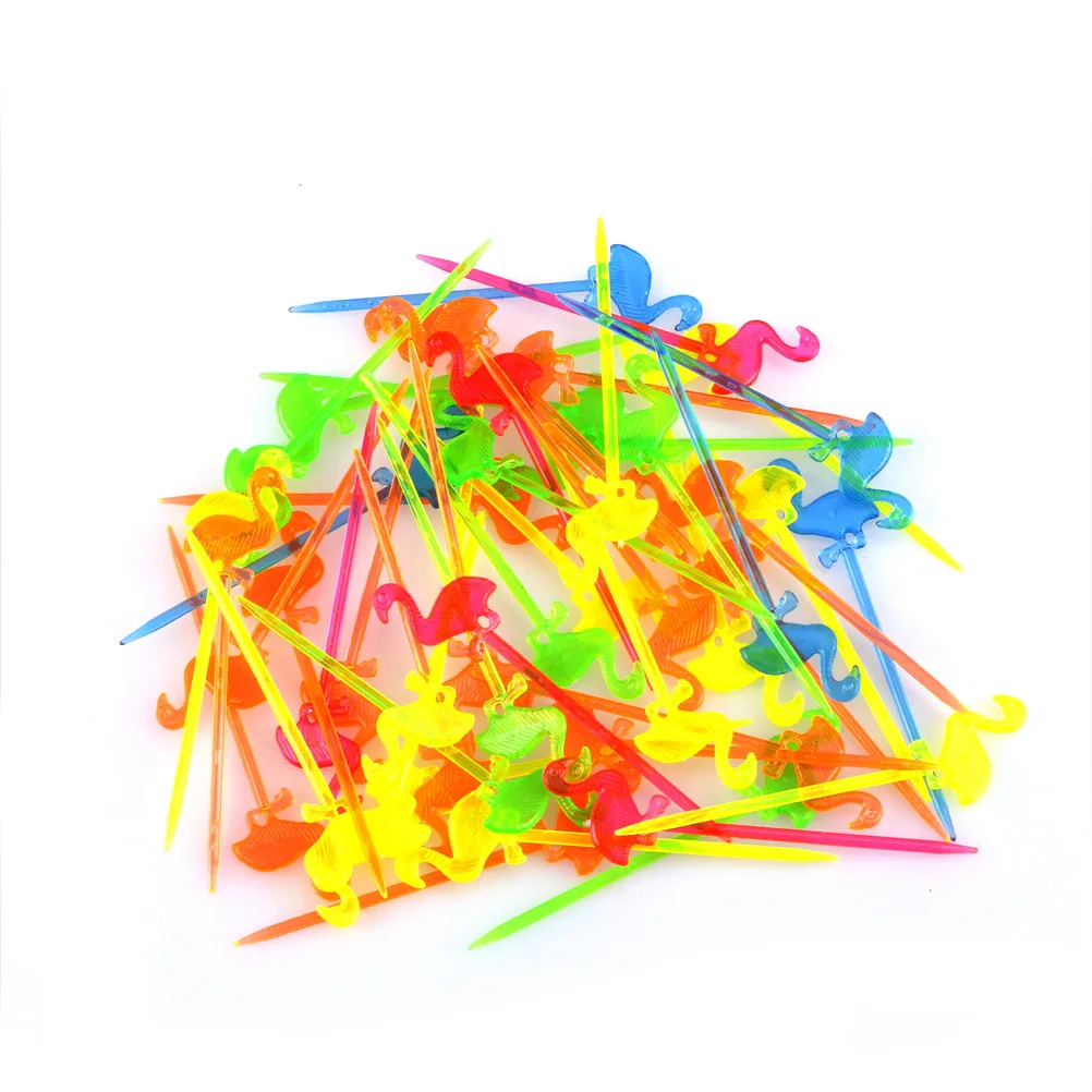 

50 Pieces Flamingo Food Picks Buffet Cupcake Fruit Fork Cake Dessert Salad Sticks Cocktail Toothpick Skewer Party Supplies