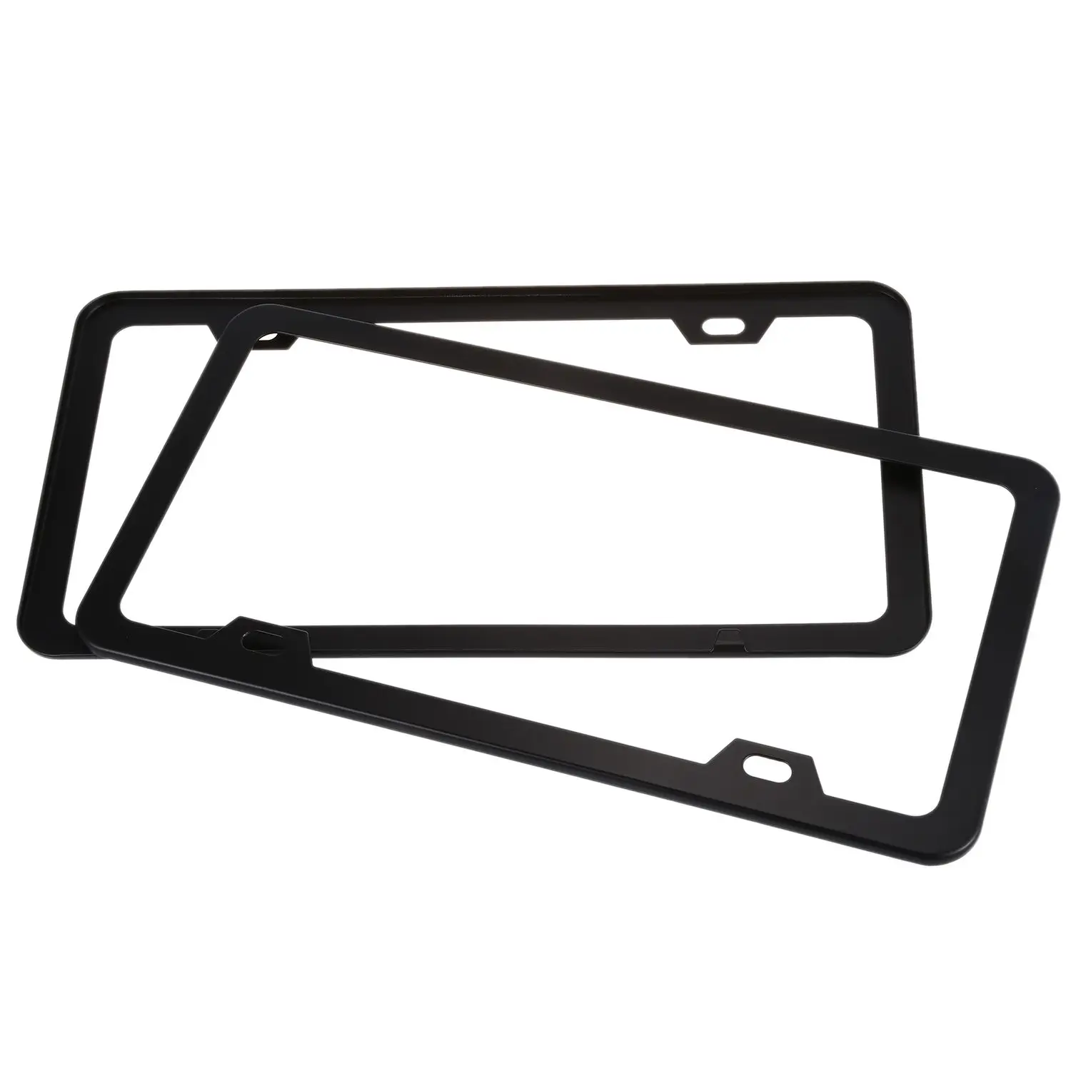 Black Matte Aluminum alloy License Plate Frame 2 Pieces with Screw Caps