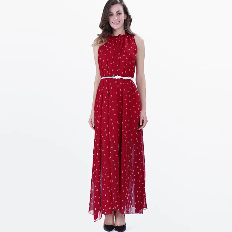 Women Maxi Fashion Polka Dots Maxi Dress Long Casual -1508