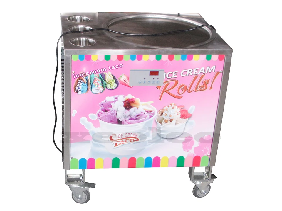 XEOLEO настольная машина для жарки льда, машина для мороженого, машина для йогурта, 50 см, горшок с 3 ведрами, Жарка льда из нержавеющей стали